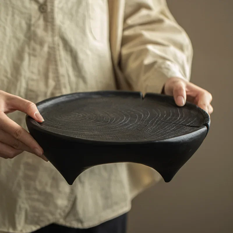 Solid Wood Charcoal Tea Table Chinese Style Air-Dried Bubble Plate Teapot Base Heat Proof Mat Home Creative Tea Table