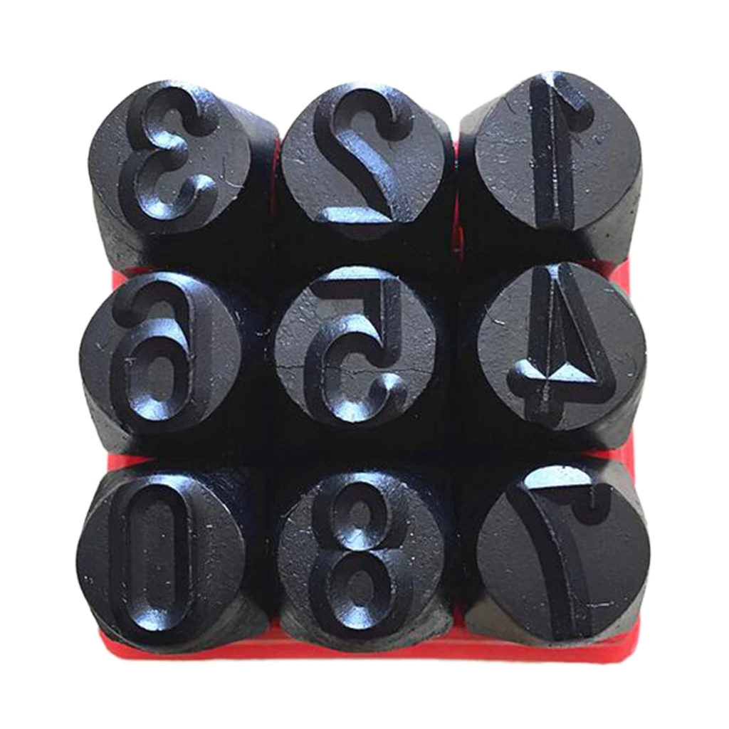 9pc 8mm 5/16\'\' Number Letter Punch Set Carbon Steel Punches Leather Craft Tool Metal Stamps Security Postcode Die Jewelers Tool