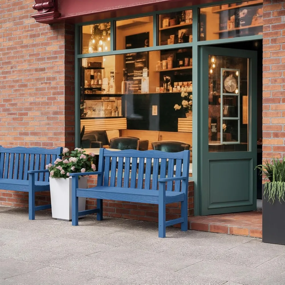 

Outdoor Bench, 2-Person All-Weather HIPS Plastic Garden Bench with 800lb Capacity, Never Rot or Fade, Used for Patio,Porch