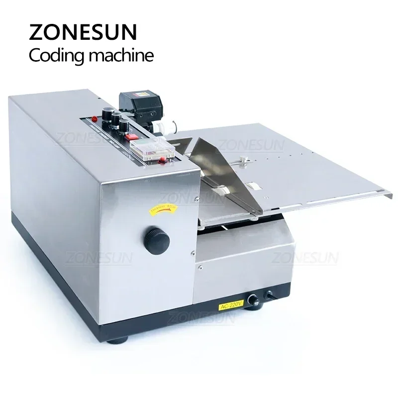 ZONESUN ZS-MY380FW Stainless Steel Shell Wide Type Solid Ink Roller Coding Machine Box Bag Date Label Printing Machine Packer