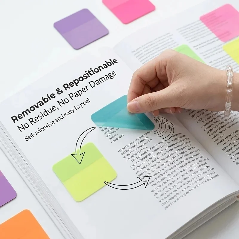 Fotografia 4: 1-6 Pacotes de Notas Adesivas Transparentes, Cores Aleatórias, Autoadesivas, Impermeáveis para Leitura, Destaque e Anotação de Livros