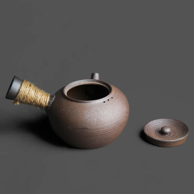 Customizable  Style Teapot Handmade Retro Coarse Pottery Stoneware Kungfu Tea Ceremony Portable Tea Maker Ceramic Teapot