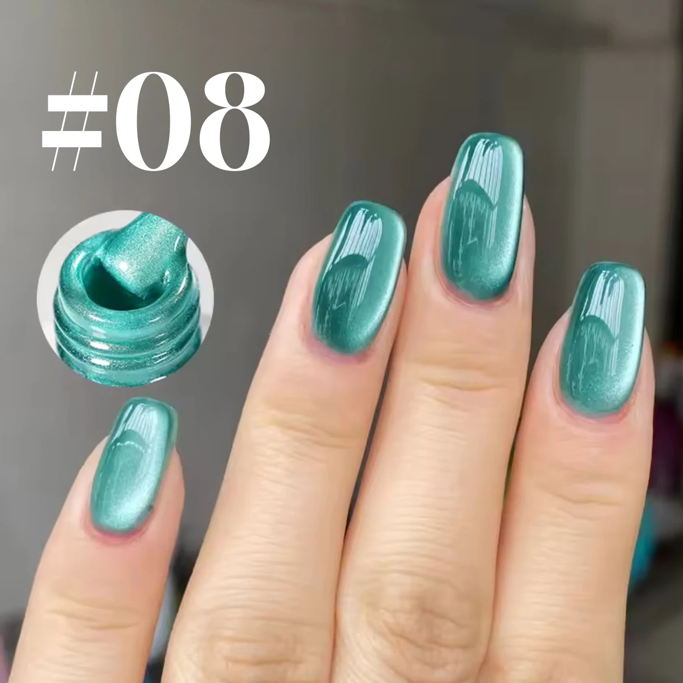 ZH 12ML One Pack Of 2026 New Green Nails, Summer Turquoise Cat Eye Nail Polish, High-end Sequins, Make The Skin Look Whiter