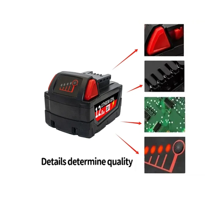For Milwaukee M18 Power Tool Battery, Charger, BR, XC, 18V, 6000mAh M18B5, 48-11-1860