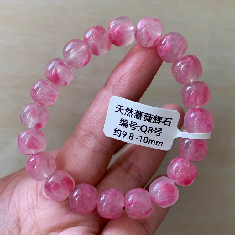 

Natural Rose Rhodonite Barrel Clear Beads Bracelets Women Men Stretch Gemstone Red Rhodonite Fashion Jewelry AAAAA