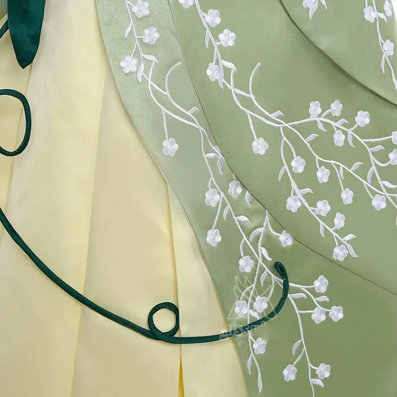 2025 Nowy, wykonany na zamówienie kostium Tiana Princess Cosplay najwyższej jakości na sukienkę imprezową Halloween