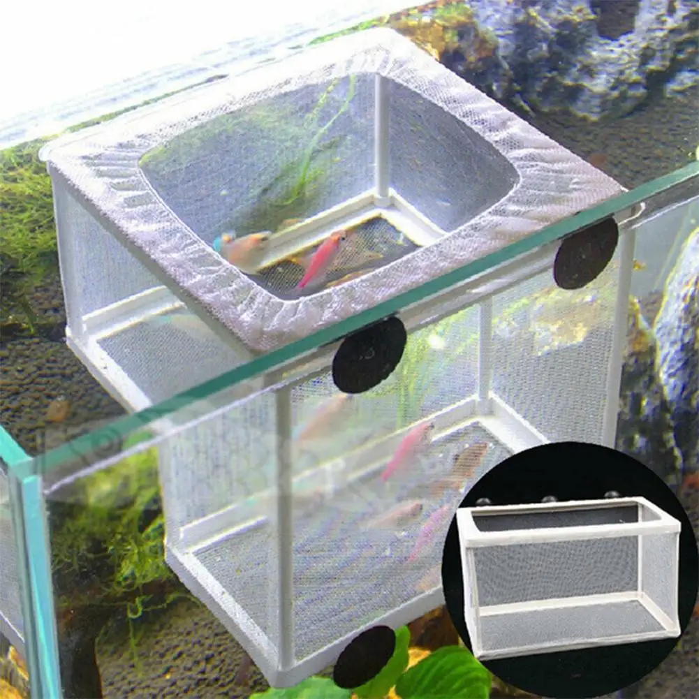 Fish Tank Breeder Net Mesh Fish Breeder Box Fish Hatchery  Box Separation Net Incubator Mesh Fish Breeding Box With Suction Cup