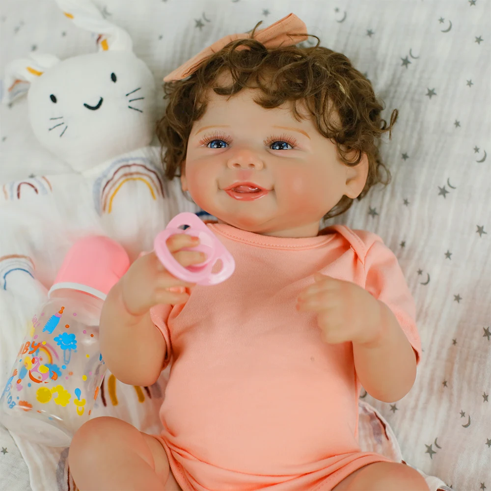 19 بوصة كامل الجسم سيليكون الفينيل تولد من جديد دمية Vivienne واقعية لمسة ناعمة اليد الجذور الشعر ثلاثية الأبعاد الجلد عالية الجودة هدايا عيد الميلاد