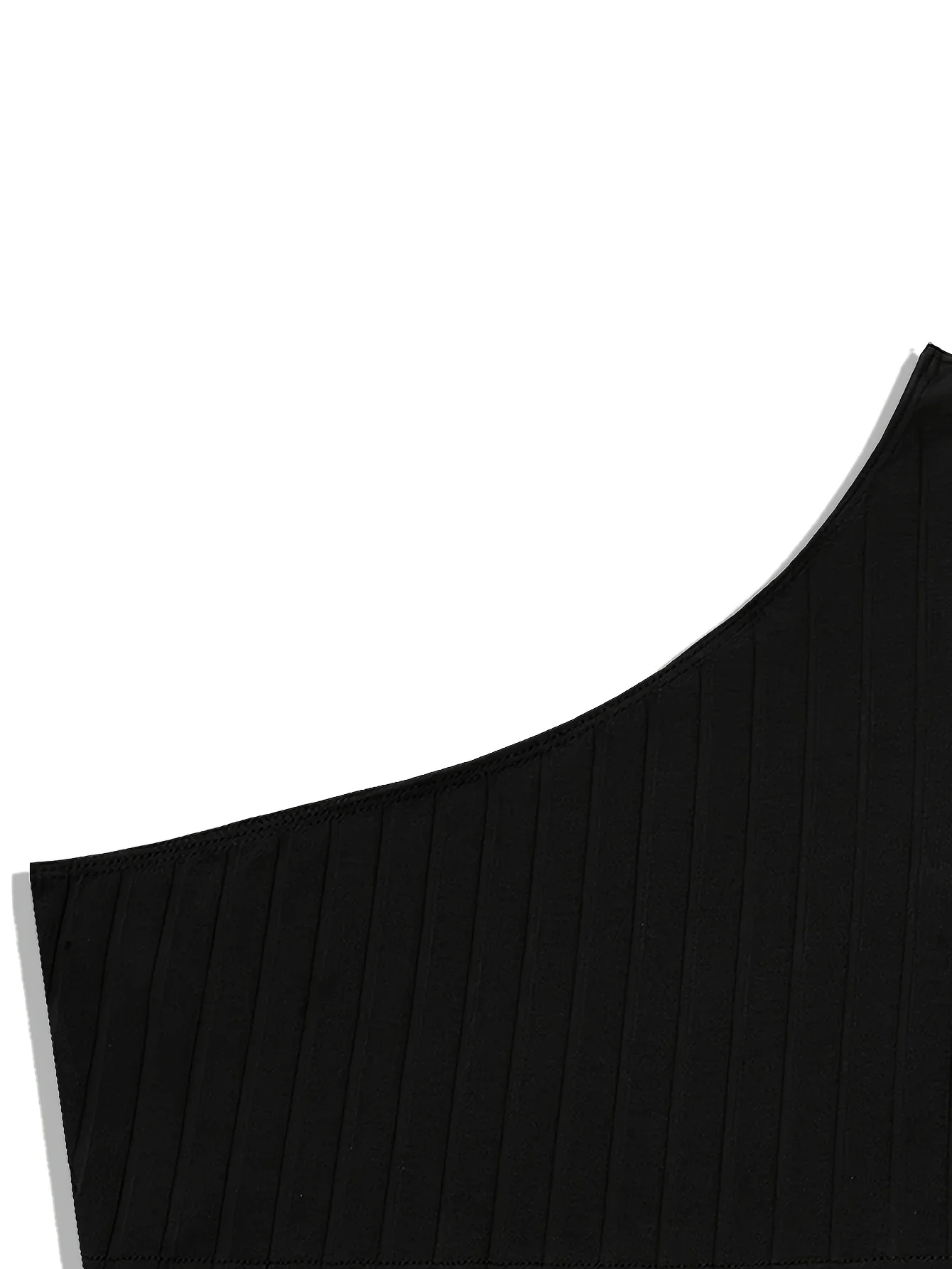 Elegant One-Shoulder Crop Top for Women - Versatile High Stretch Long Sleeve Solid Color Easy-Care
