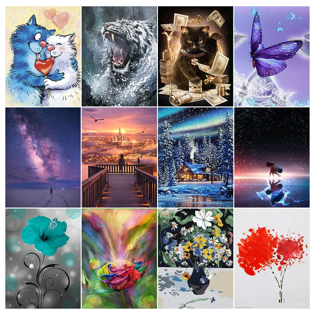 YOUQU Multi-style Landscape Animals and Plants DIY5d Diamond Painting Diamond Embroidery Mosaic Picture Decoration L Gift