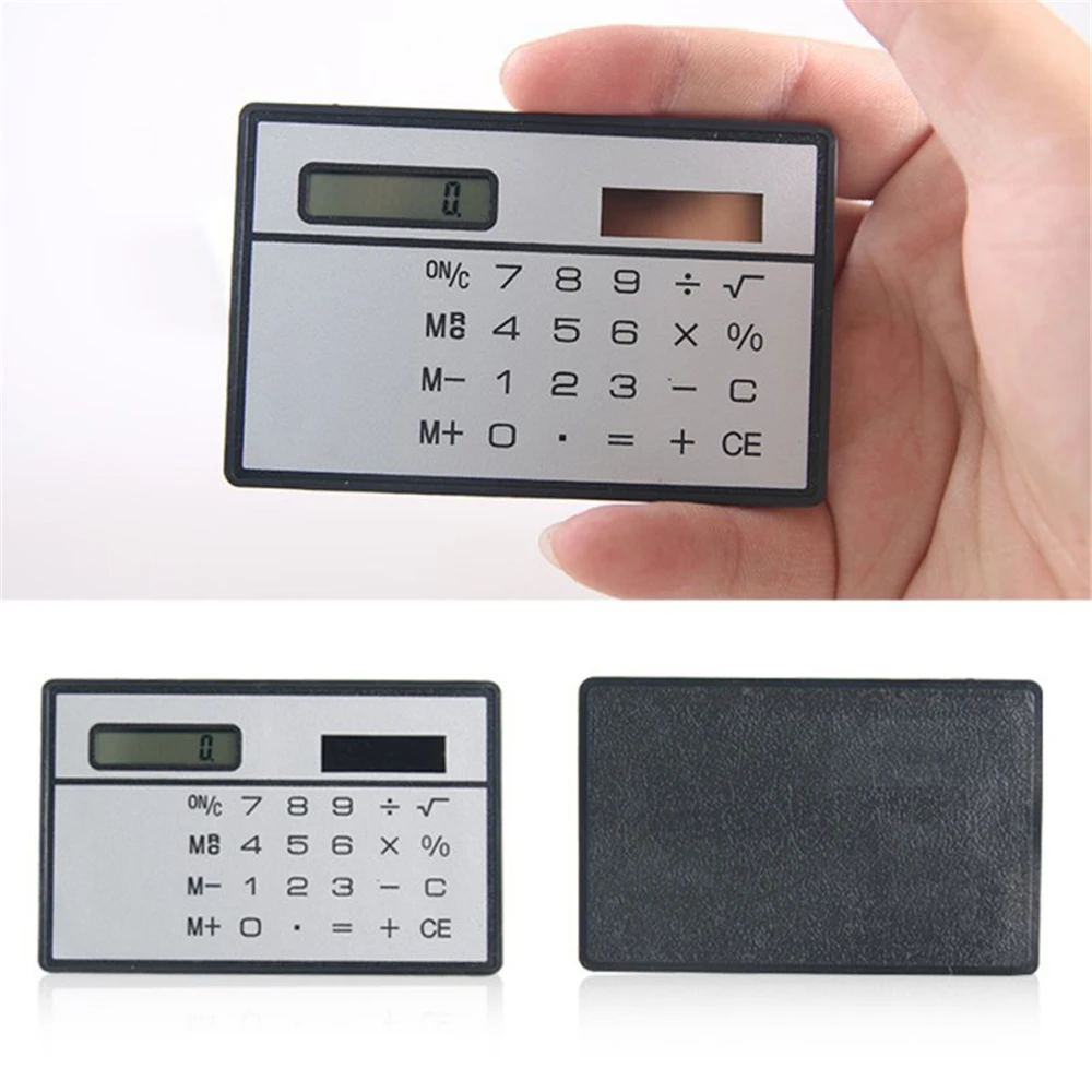 Mini calculadora de bolsillo Solar portátil, tarjeta de crédito ultrafina, tamaño de 8 dígitos, suministros de oficina y escuela, 1 unidad