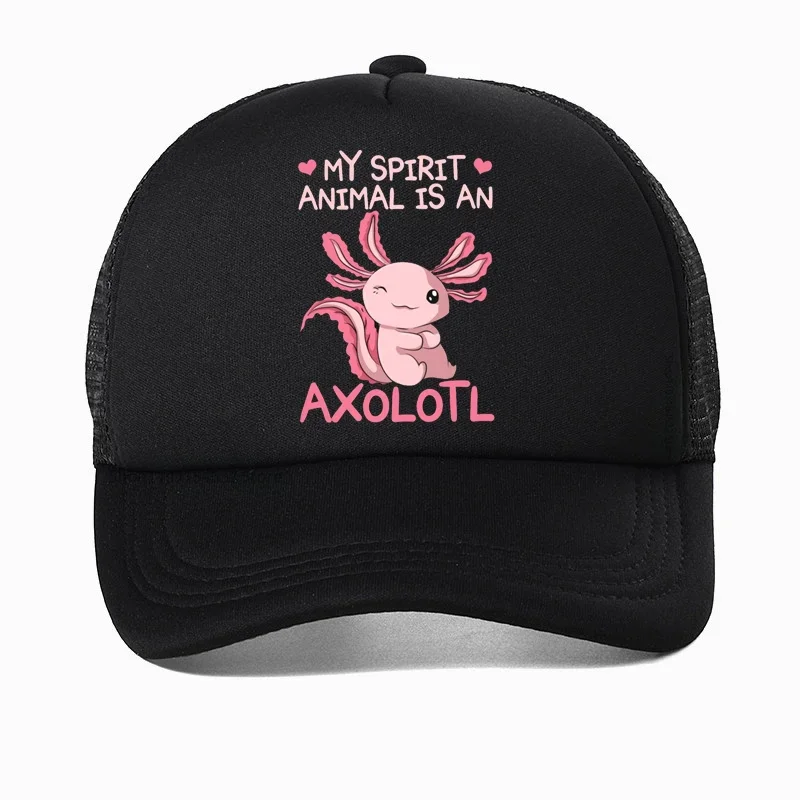 Korean My Spirit Animal Is An Axolotl men hat funny for Boys girl Salamander Animal Baseball Cap cool Unisex Mesh Trucker Caps