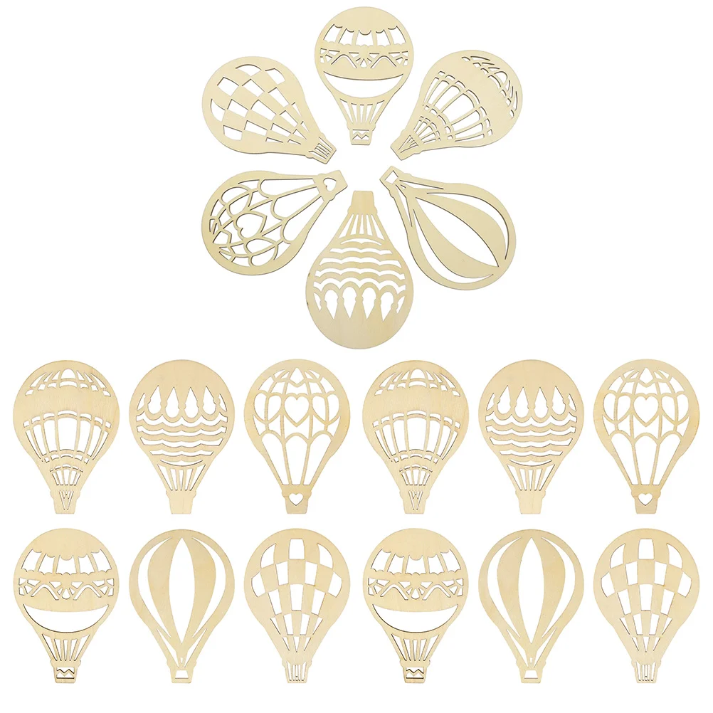 

18 Pcs Air Tags Hot Balloon Wood Chips Hot-air Shape Cutouts DIY Slices Props Wooden Crafts Beige Painting Materials
