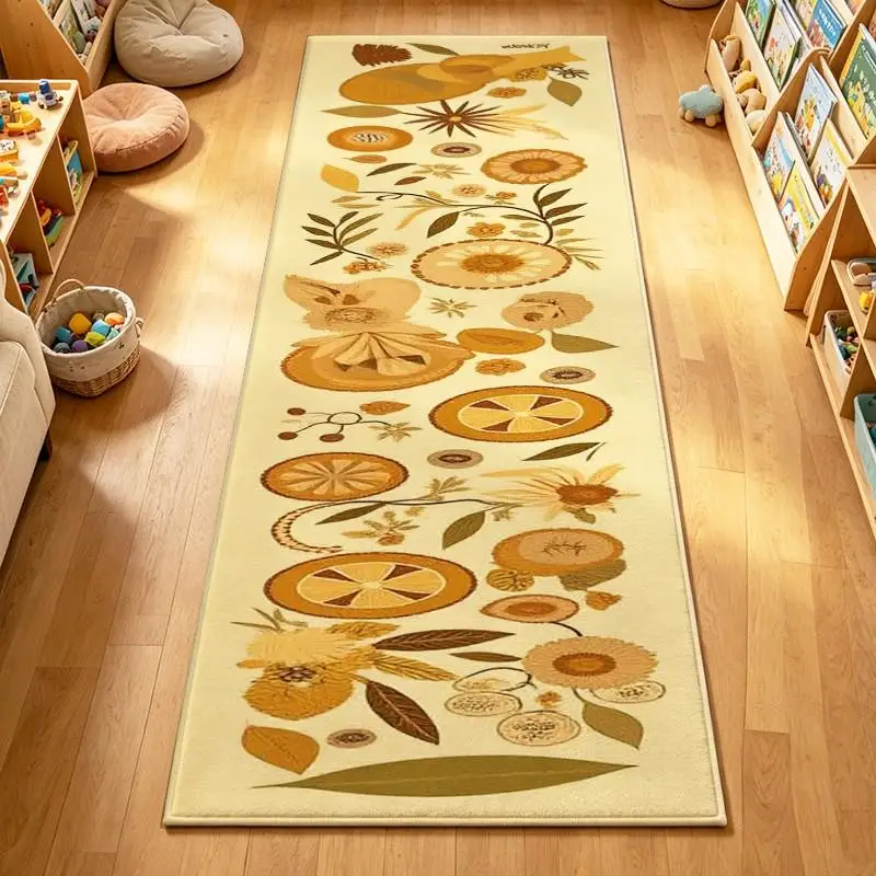 1 Piece Warm Botanical Floral Citrus Soft Woven Rug, Cozy, All-Season, Easy To Care, For Living Room, Bedroom, Entryway, Autumn & Winter Home Decoration