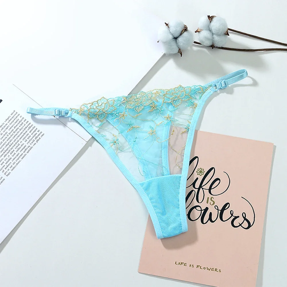 Dames Sexy Kant Verstelbare String G-String String Transparant Ultra Dunne Low-Rise Slipje Naadloze Slips Tanga Strings