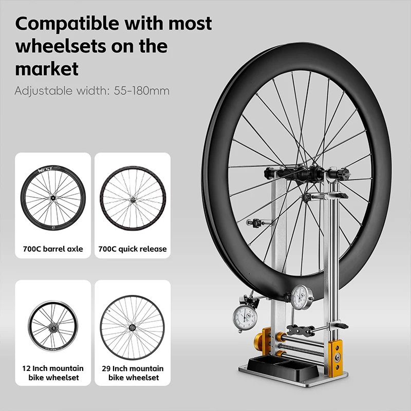 WEST BIKING Bicycle Wheel Truing Stand Dial Indicator Aluminum Alloy Maintenance Bracket Bicycle Cycling Bike Repair Tool