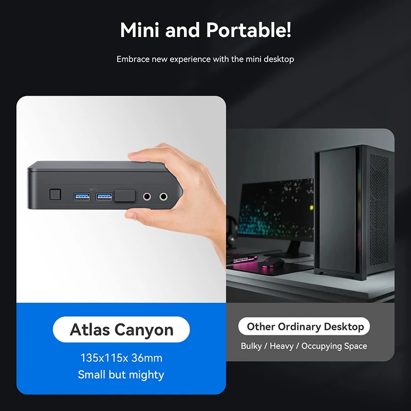 Mini PC Intel Nuc 11, NUC11ATKPE, Atlas, Pentium Silver, N6005, 15W, Gráficos Intel UHD, Suporte 4K Win 11, 8GB RAM, 256GB SSD, Desktop