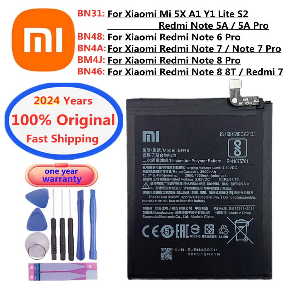 

2024 Years New Original Battery For Xiaomi Redmi Note 8 Pro 8T 7Pro 6Pro 8Pro 5A Pro 5APro 7 6 Mi 5X A1 Y1 Lite S2 Phone Battery