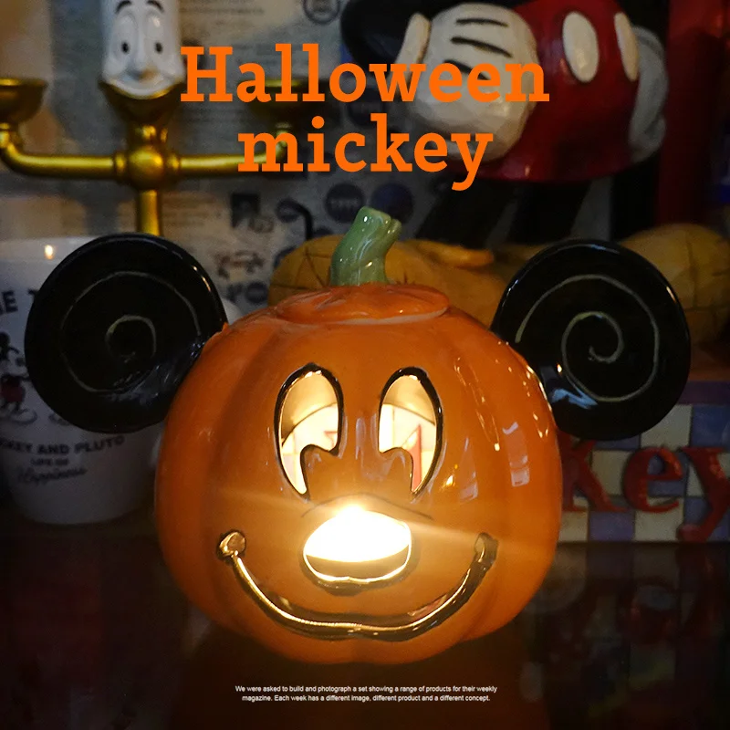 Hot Edition Disney Halloween Mickey Mouse New Pumpkin Lantern Cartoon Anime Action Figure Toys Decoration Collection Xmas Gifts