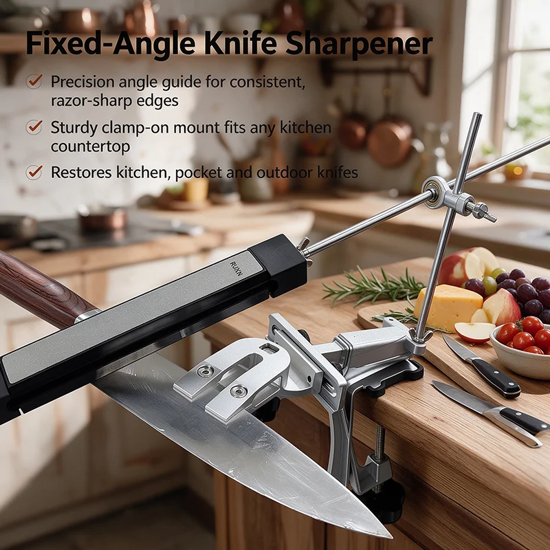 Upgraded Fixed Angle Knife Sharpener Kit 360 Degree Rotation with Diamond Whetstone Oilstone and Polishing Sharpening Stones