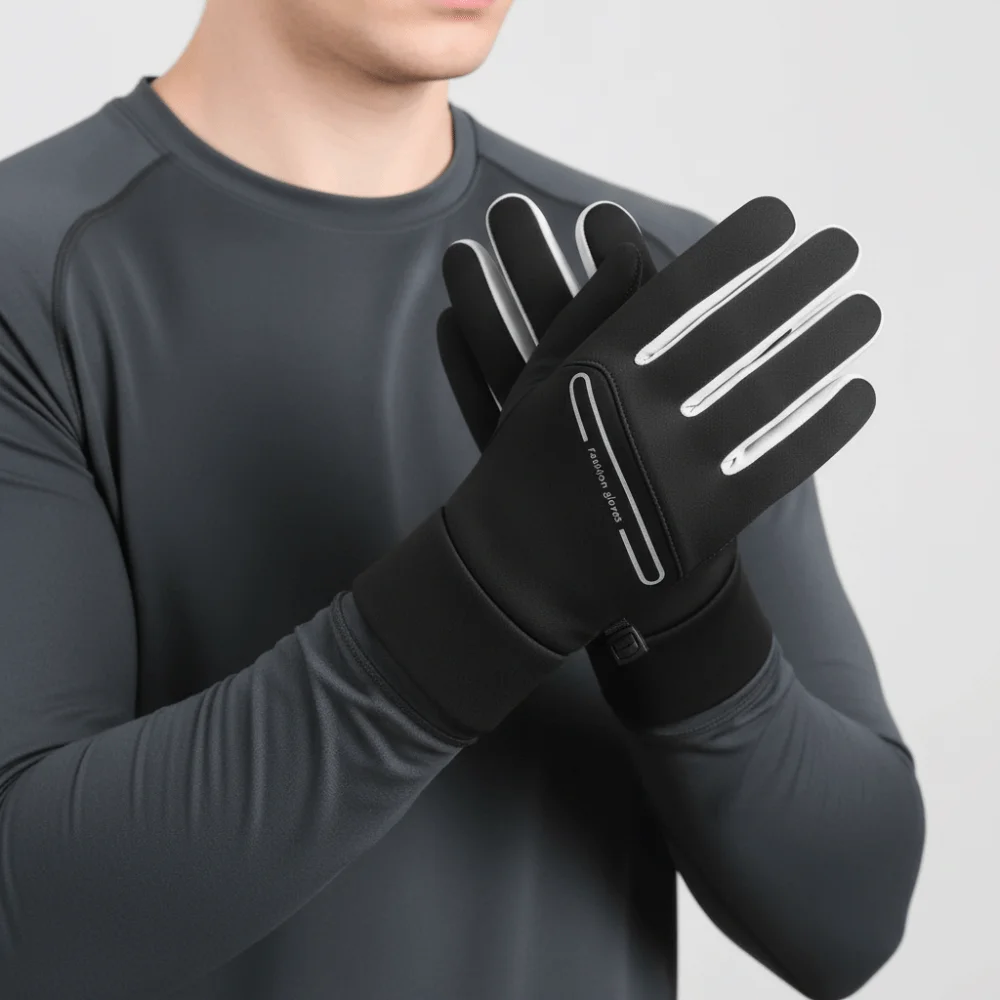قفازات شتوية دافئة بلون سادة مضادة للانزلاق تعمل باللمس قفازات ركوب الدراجات كاملة الأصابع خفيفة الوزن قفازات رياضية للخريف والشتاء #4