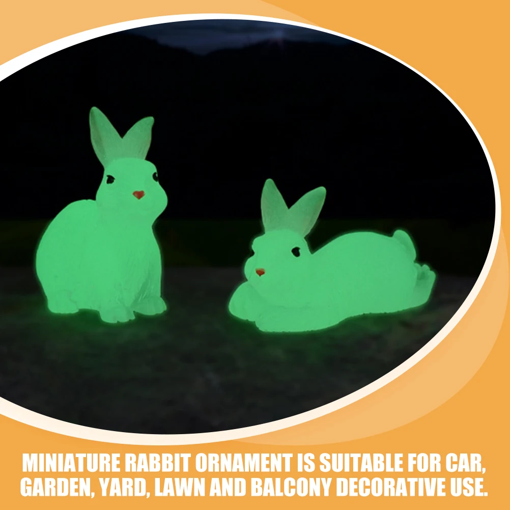 

12Pcs Mini Rabbit Resin Sculptures Cartoon Figurines for Garden Yard Lawn Micro Landscape Decorations Night Glow