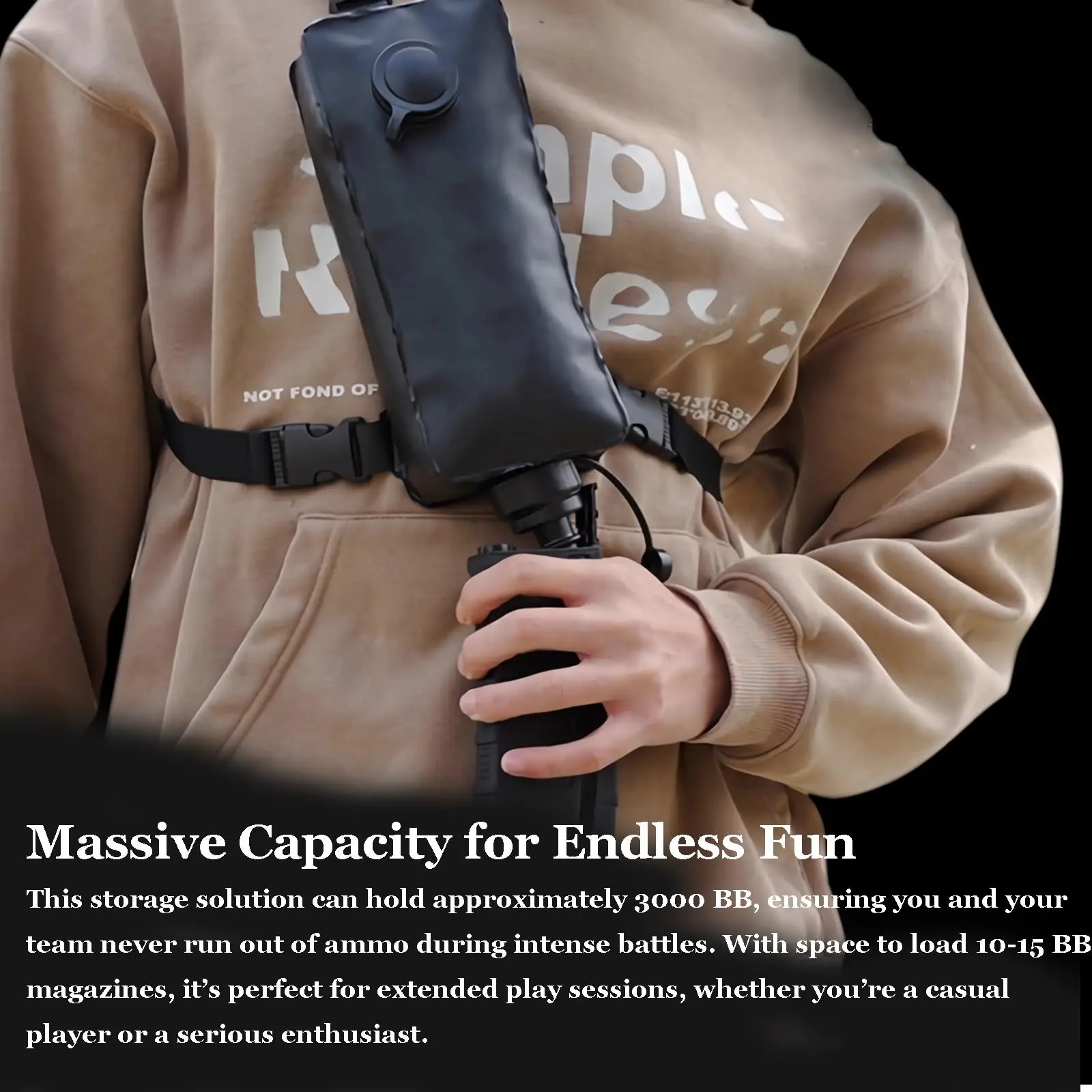 7-8MM Tactical BB Speed Loader 3000 Rounds Large Capacity Airsoft BB Loader with Adjustable Strap for CS Combat War Game Hunting