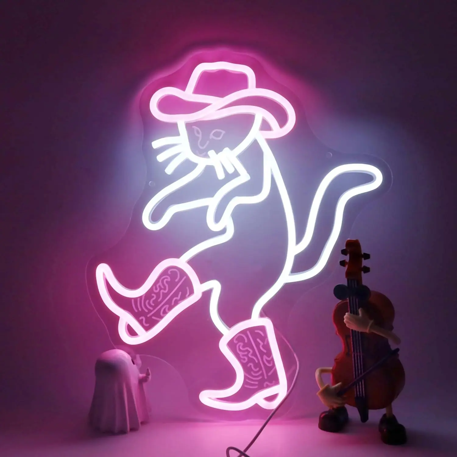 

Cowboy Cat Cute Neon Sign USB LED Light for Western Rodeo Bar Home Gaming Room Party Bedroom Decoration personnalisé Gift