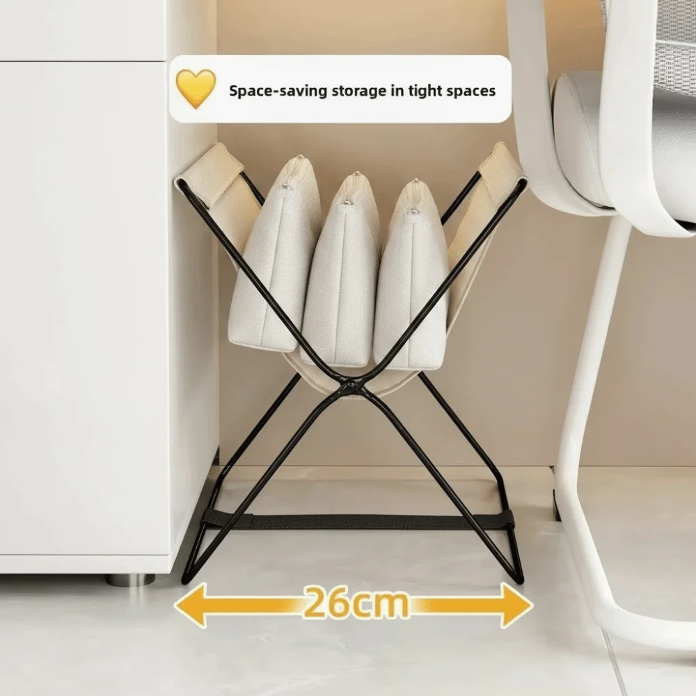Foldable Bags Storage Racks Open Design Multifunctional Storage Basket with Sturdy Metal Frame Clutter Organizer
