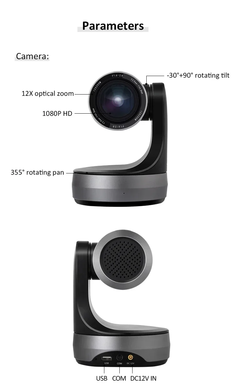 

2026 JJTS All-in-One Video Conferencing System USB 12x zoom ptz video camera with microphone large conference camera kit