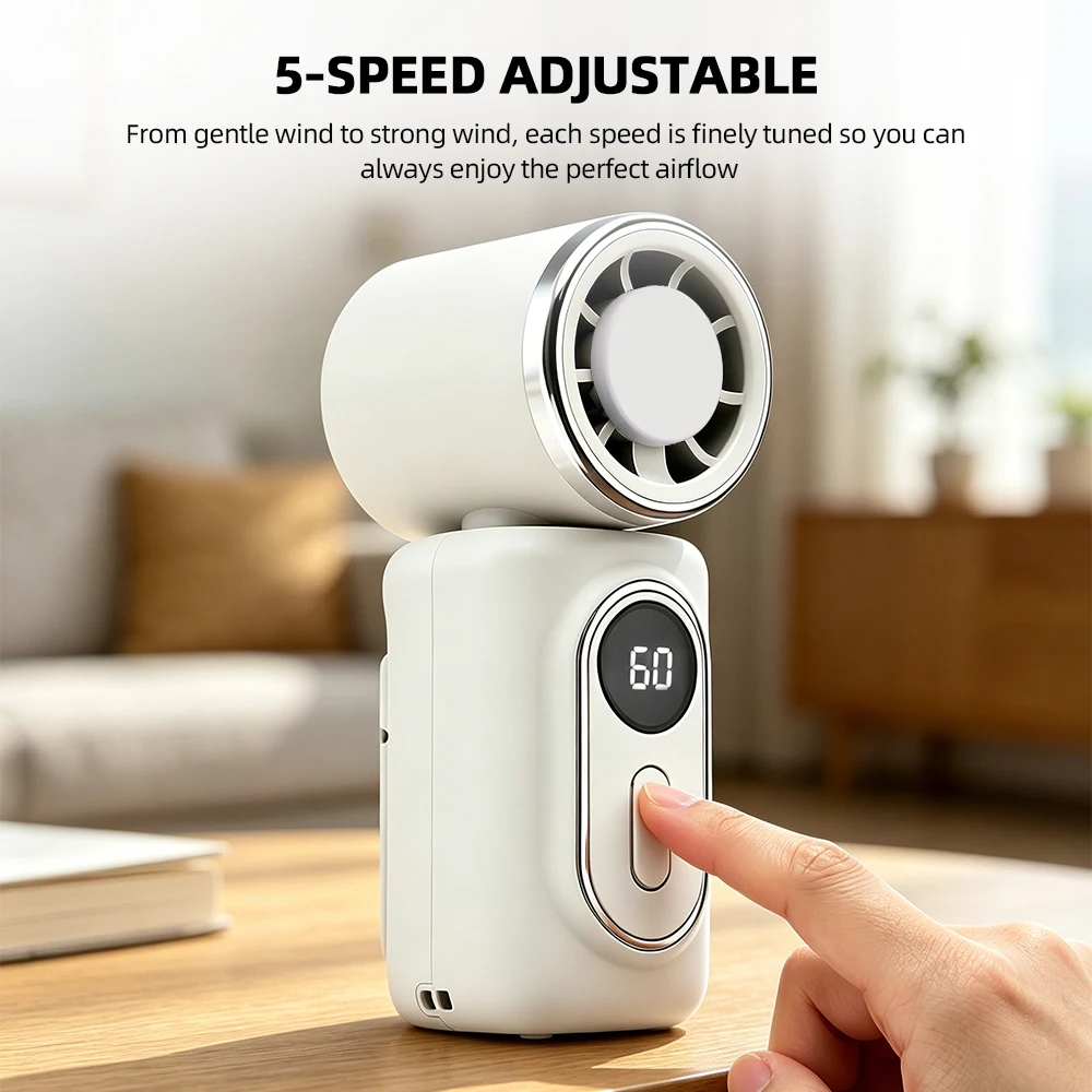 Draagbare mini handventilator met clip en 5 snelheden_voghion.com