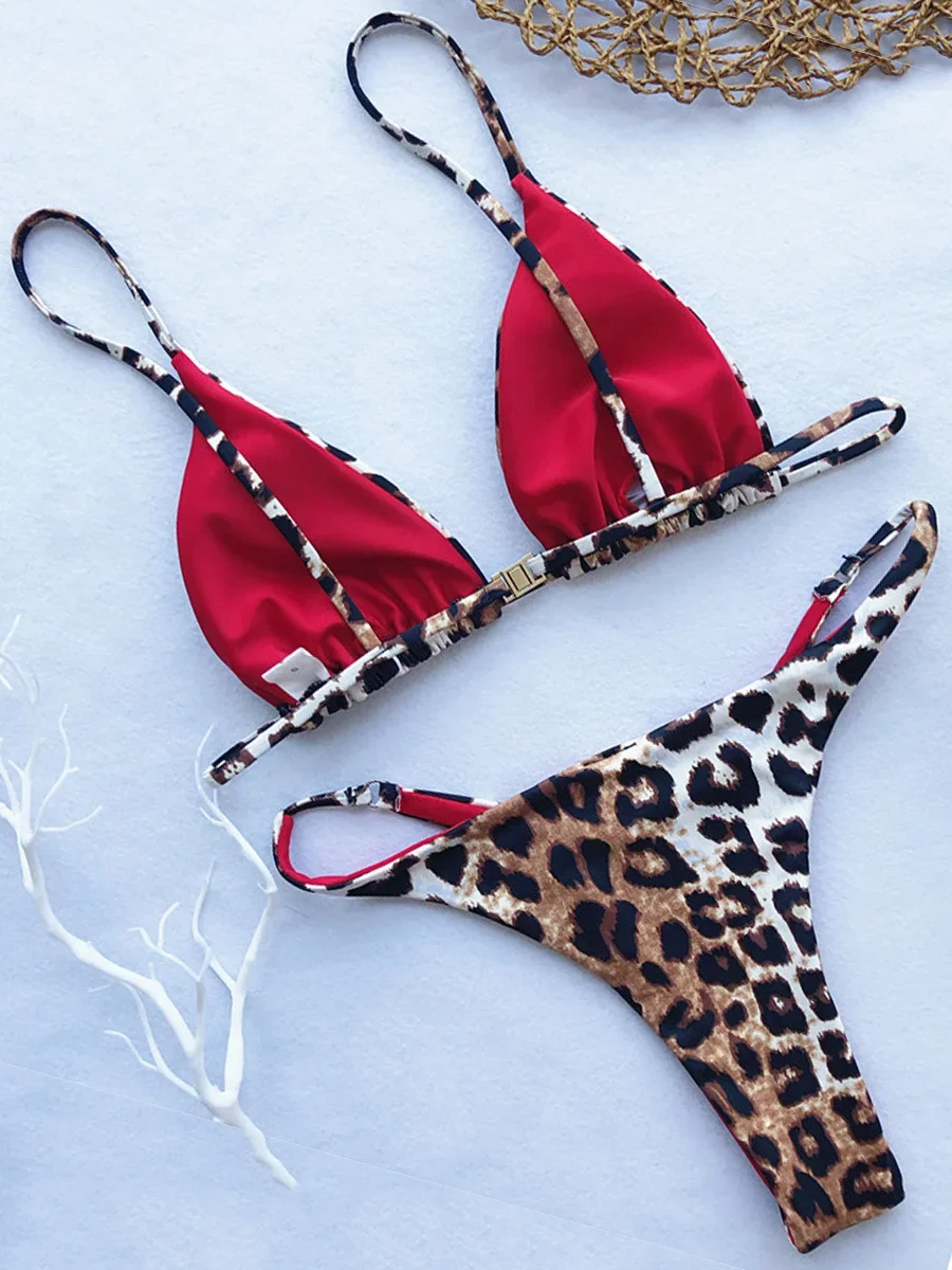 2024 Sexy Leopard Brazilian Bikini Women Swimsuit Female Thong Swimwear Two Pieces Bikini Set Mini Micro Bathing Suit Swim Lady