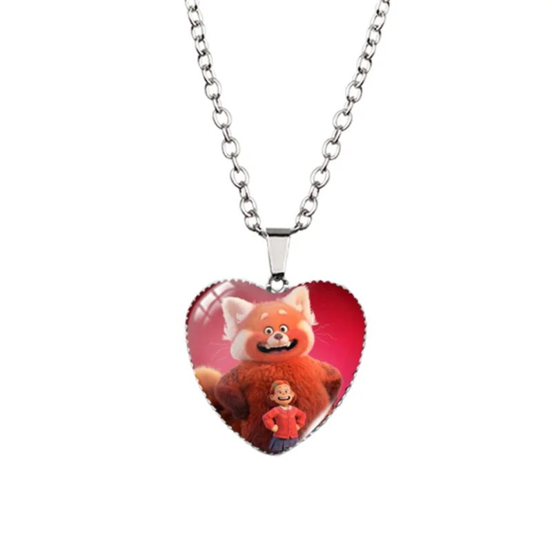 2022 Disney Turning Red Anime Heart Shaped Necklace  Pendants The Little Red Panda Figure Handmade Crafts Jewelry kids Gifts