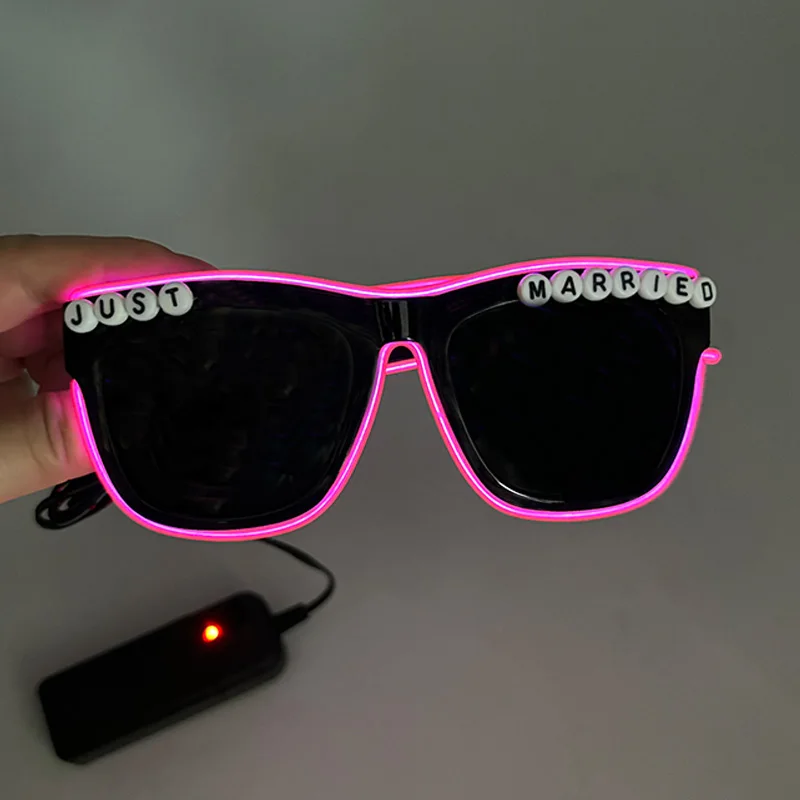 LED-Brille, nur verheiratet, Hochzeit, Braut, Überraschungsgeschenk, Paar-Brille, Souvenirs, leuchtende Herz-Brille, verheiratete Sonnenbrille – Detail 9