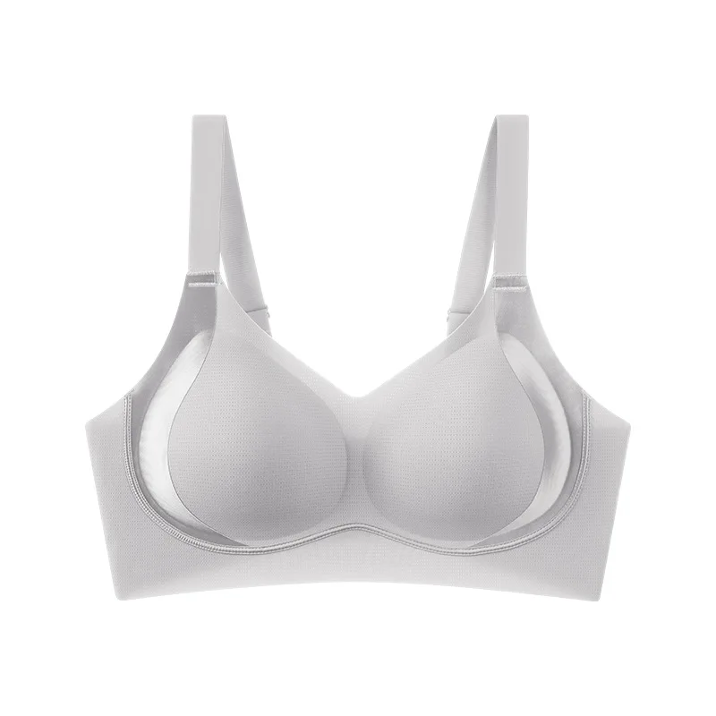 New Underwear Women Plus Size Sexy Top Soft Breathable Wireless Solid Lingerie Gathered Padded Bra  Unlined Bras Seamless Bra