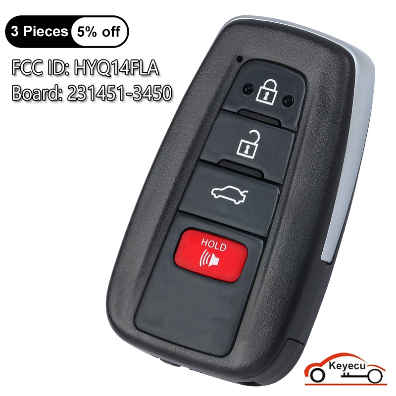 KEYECU 4 Buttons 314.3MHz for Toyota Camry 2018 2019 2020 2021 2022 2023 Auto Smart Remote Control Key Fob 231451-3450 HYQ14FLA