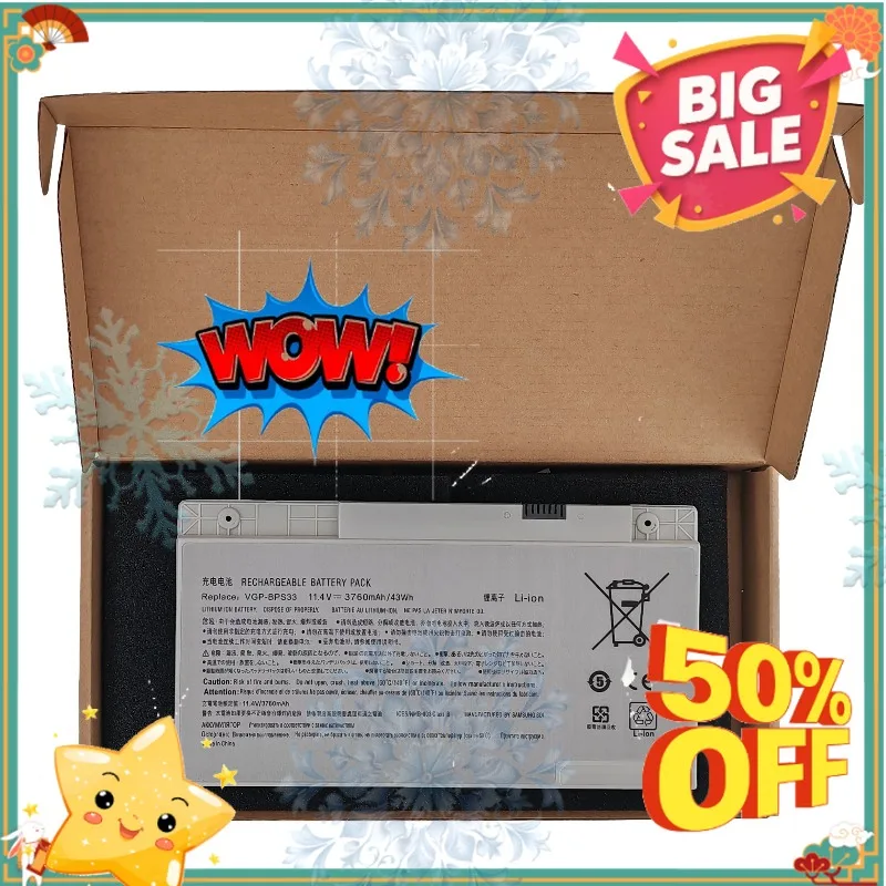 SWZY VGP-BPS33 11.4V 3760mAh New Laptop Battery for SONY VAIO SVT1511M1E SVT-14 SVT-15 T14 T15 BPS33 Touchscreen Ultrabooks