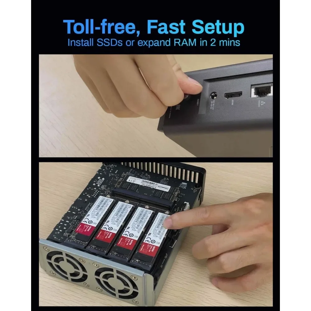 Fast Shipping.F8 SSD Plus NAS - 8Bay All SSD NAS Storage Core i3 8-Core 8-Thread CPU, 16GB DDR5 RAM, 10GbE Port