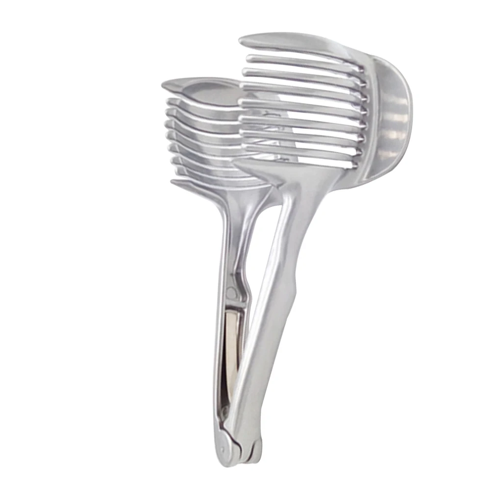 

Aluminum Alloy Tomato Slicer Lemon Cutter Round Fruits Tongs Kitchen Slicing Tool Onion Holder Multiuse Cutting Aid Safe