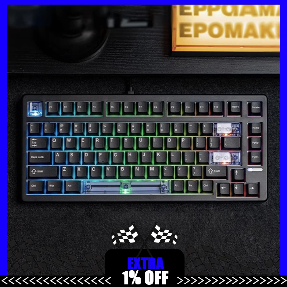 

Epomaker He80 75% Magnetic Keyboard Us Qwerty Layout Creamy Gasket Wired Hall Effect Hot-Swap Gamer Mechanical Keyboard For Pc