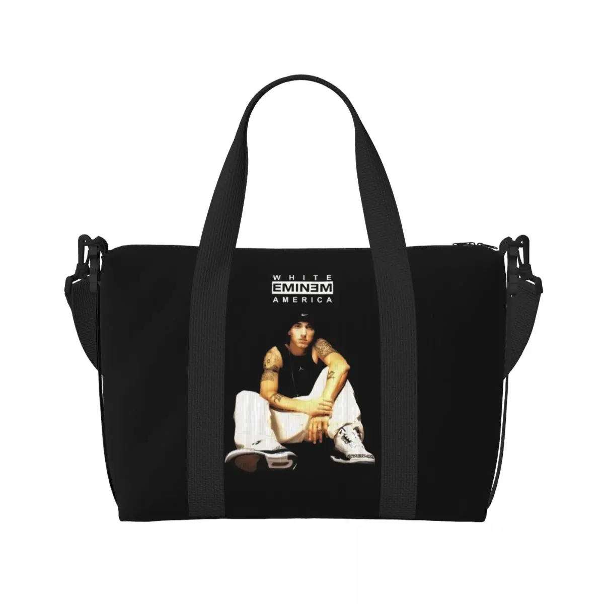 Custom Eminems Groceries Tote Shopping Bags Women Large Capacity American Pop Music Hip Hop Rapper Beach Gym Travel Bags