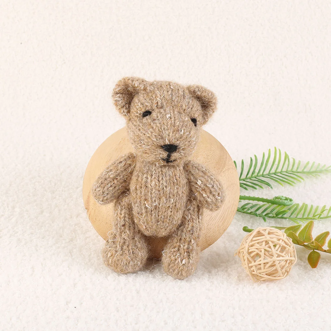 

Handmade Knitted Teddy Bear Toy Newborn Photography Props Crochet Mohair Stuffed Animal Doll Photo Shoot Prop