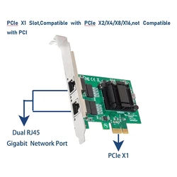 2-Port Gigabit PCIe Network Card 1000M Dual Ports PCI Express Ethernet Adapter with 82571EB LAN NIC Card for Windows