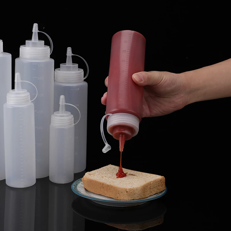 500 ML Plastic Pointed Mouth Squeeze Type Sauce Bottle Made Environmentally Friendly Materials Clean Dustproof Seasoning Bottles