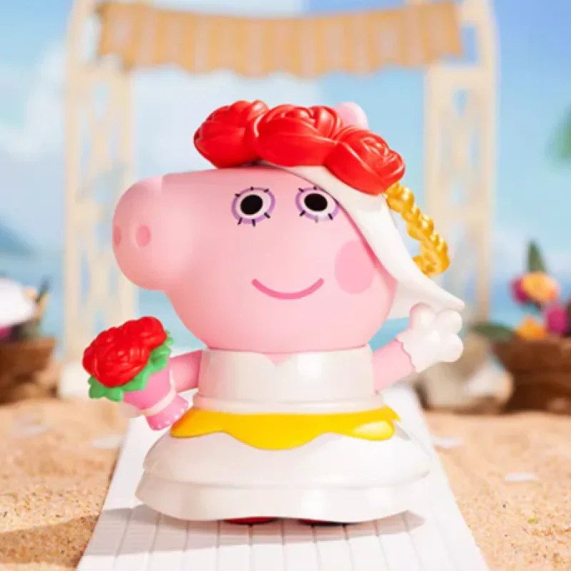 

POP MART Свинка Пеппа, свадебная детская серия, слепая коробка, сумка для догадок, украшение для рабочего стола, милая модель, подарок для девочек, игрушки в стиле аниме
