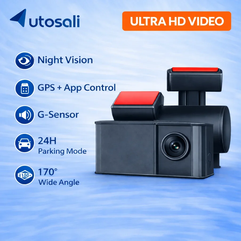 Autosali V9 Dash Cam 2K UHD Night Vision Car Camera DVR with Built-In Wi-Fi GPS 24H Parking Support Video Recorder