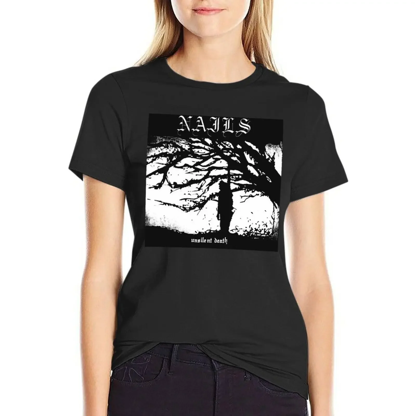 

nails band-trending T-Shirt cute tops anime clothes Short sleeve tee heavyweights clothes for Women