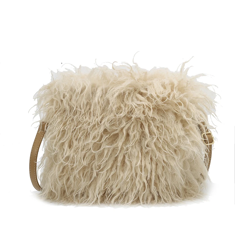 

Y2k популярная мягкая плюшевая сумка-бродяга для девочек на одно плечо, зимняя пушистая женская сумка из искусственного меха, модная женская меховая сумка-тоут