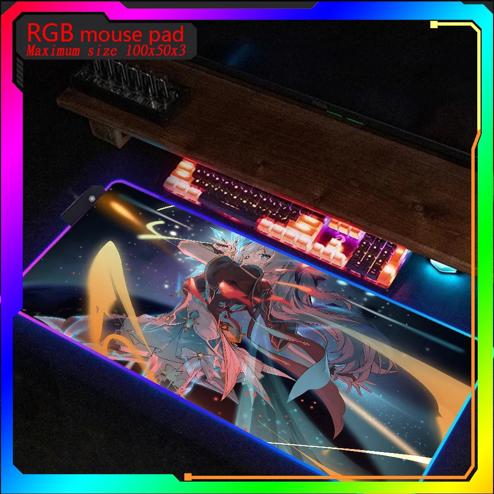 Honkai Star Rail Firefly HD print Rgb Mouse Pad Xxl Steelseries Laptop Mat Backlit Keyboard Gamer Table Pads Deskpad Mause pad