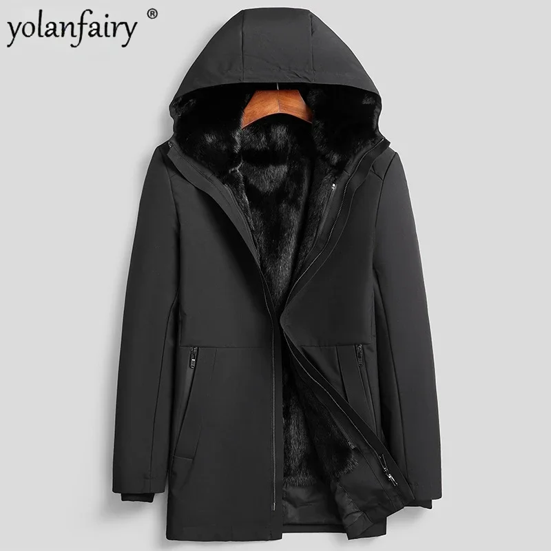 

Real Fur Parkas Men Winter Jacket Detachable Inner Whole Mink Fur Coat Men's Coats Male Clothing Warm Casaco Masculino FCY5252